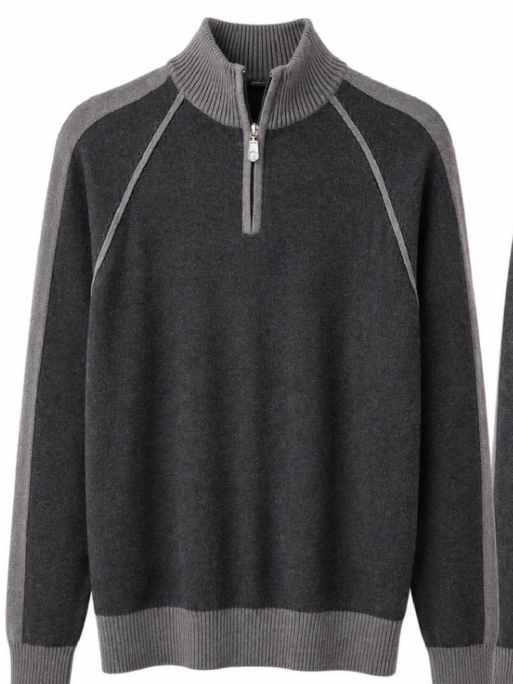 Elliott Men’s XL Merino Wool Blend Quarter-Zip Sweater Charcoal Grey